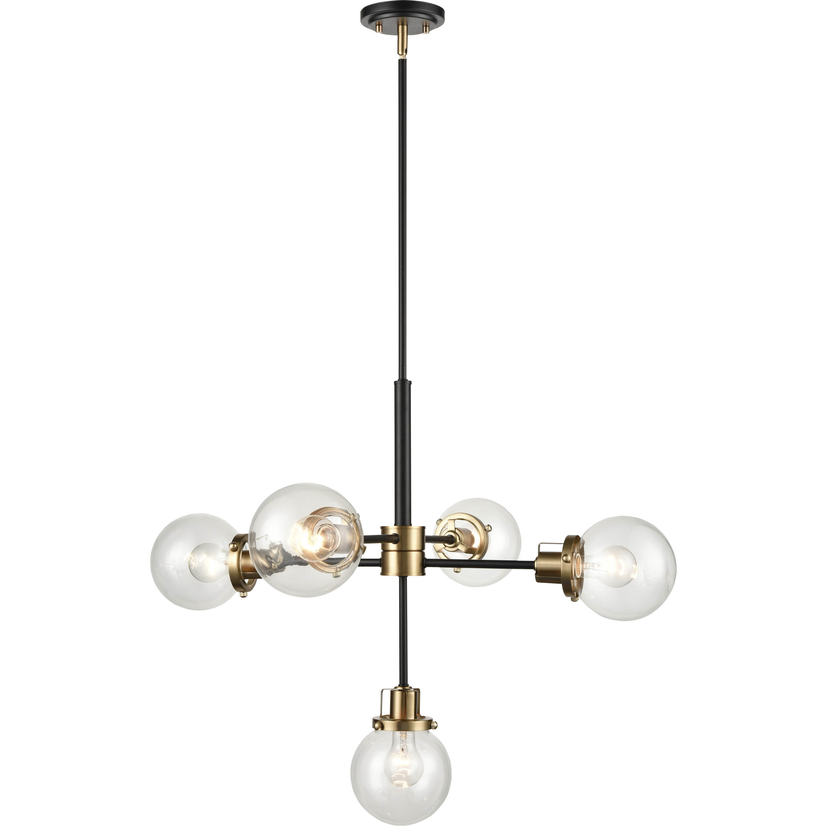 Mellrosa 5 Light 31.5 inch Matte Black/Modern Gold Pendant Ceiling Light